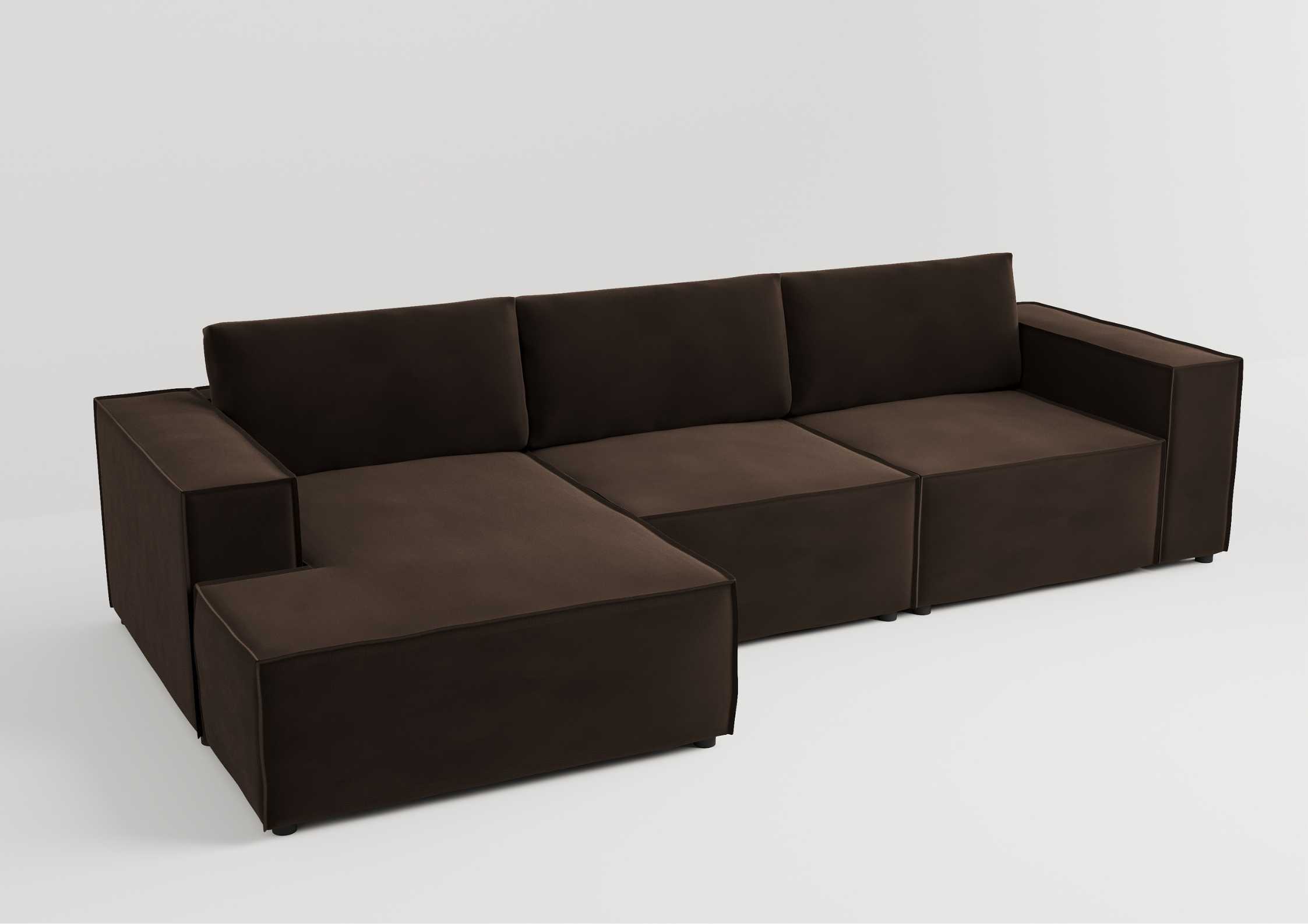 Modułowy narożnik z przeszyciami w kolorze brązowym